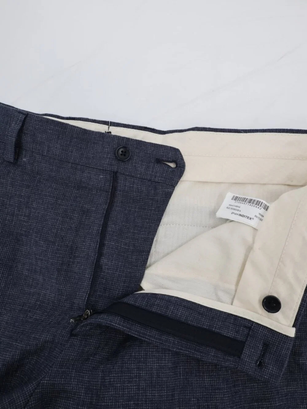 Zara Pants Men 34 36x32 Sartorial Tapered Leg Linen Blend Flat Front Blue preppy